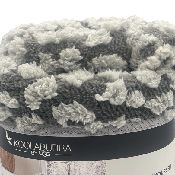 Koolaburra by UGG Blanket Alaina Leopard Sherpa Throw Gray 50 x 70 inch - Picture 3 of 5